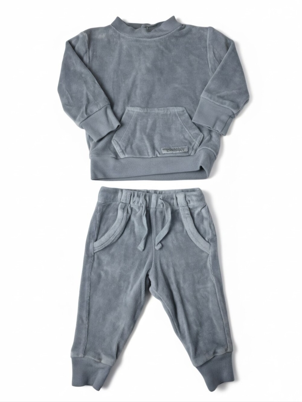 L'ovedbaby Organic Velour Sweatshirt Pants Set Slate Blue 3-6M
